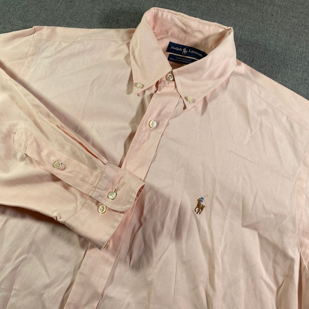 Ralph Lauren Yarmouth Pink Cotton Pinpoint Oxford Button Down Shirt Mens 15 1/2